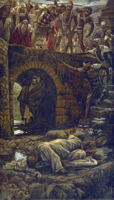 Die Brücke über den Bach Kidron - aus „Das Leben unseres Herrn Jesus Christus“ - 1899 von James Tissot - Das Leben unseres Herrn Jesus Christus, von Jacques Joseph (Jacques-Joseph) Tissot genannt James Tissot (1836-1902) von James Jacques Joseph Tissot