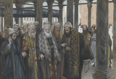 Die Hohepriester beraten sich, Illustration aus Das Leben unseres Herrn Jesus Christus, 1886-94 von James Jacques Joseph Tissot