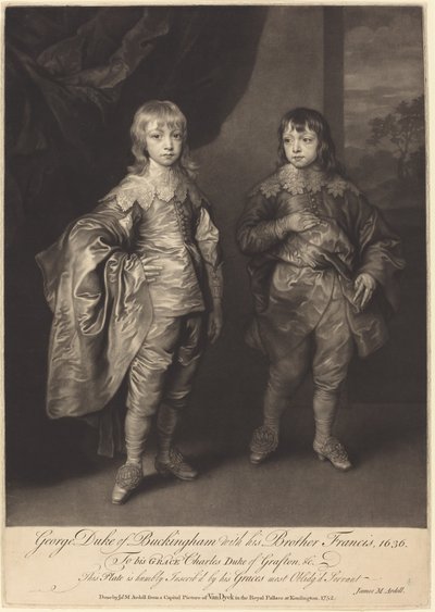 George Herzog von Buckingham mit seinem Bruder Francis von James MacArdell after Sir Anthony van Dyck