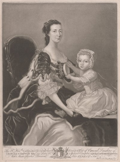 Die ehrenwerte Catherine Compton, Gräfin von Egmont, mit Master Charles Perceval, ihrem ältesten Sohn von James McArdell