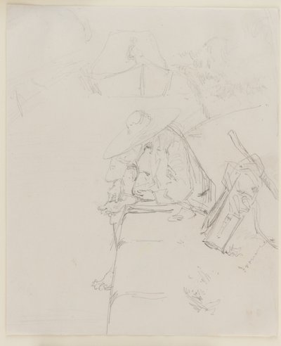 Ein Mann, der am Rand einer Mauer sitzt von James Abbott McNeill Whistler