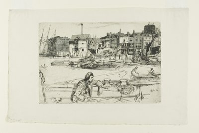 Black Lion Wharf, aus einer Serie von sechzehn Radierungen von Szenen auf der Themse (das "Thames Set") von James Abbott McNeill Whistler