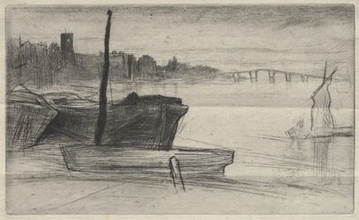 Chelsea-Brücke und Kirche von James McNeill Whistler