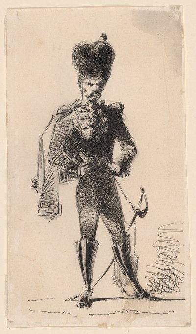 Husar (recto) Mann mit Zylinder und verbundenem Kopf (verso) von James Abbott McNeill Whistler