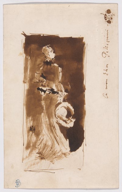 Skizze nach "Arrangement in Brown and Black: Porträt von Miss Rosa Corder" von James McNeill Whistler