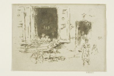 Der Schubkarren - Quartier des Marolles, Brüssel von James Abbott McNeill Whistler