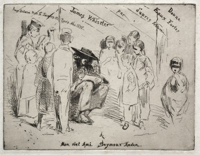 Zwölf Radierungen aus der Natur: Titelseite - Delauney beim Skizzieren von James McNeill Whistler