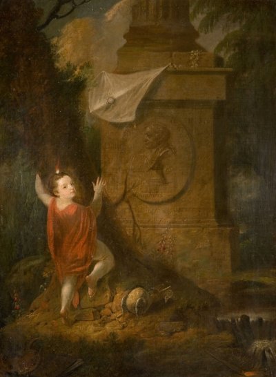Werbung des Künstlers - Cherub mit Drachen am Denkmal von James Millar