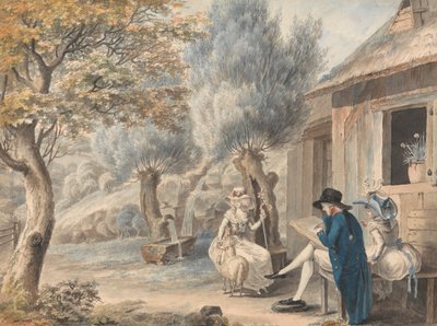 Der Künstler skizziert Mlle. de St. Legier als Schäferin von James Moore