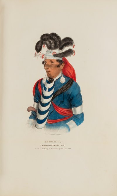 BREWETT; Ein berühmter Häuptling der Miami, aus The Aboriginal Portfolio von James Otto Lewis