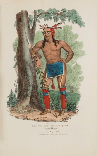 KAA-NUN-DER-WAAGUINSE-ZOO oder die Beerenpflückerin; Ein berühmter Chippewa-Häuptling, aus The Aboriginal Portfolio von James Otto Lewis