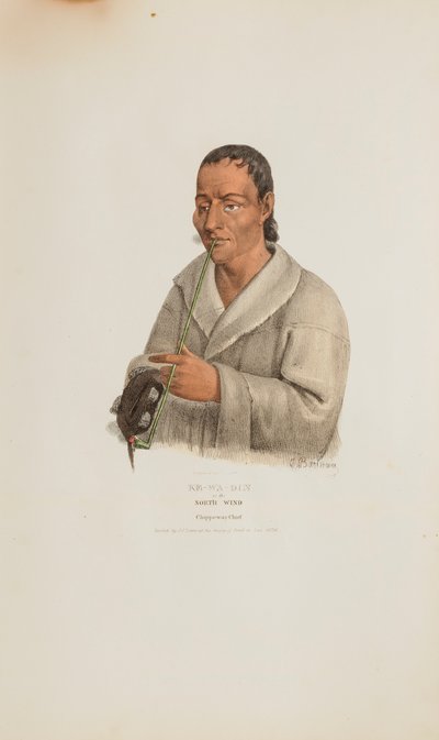 KE-WA-DIN oder der Nordwind; Ein Chippeway-Häuptling, aus dem Aboriginal Portfolio von James Otto Lewis