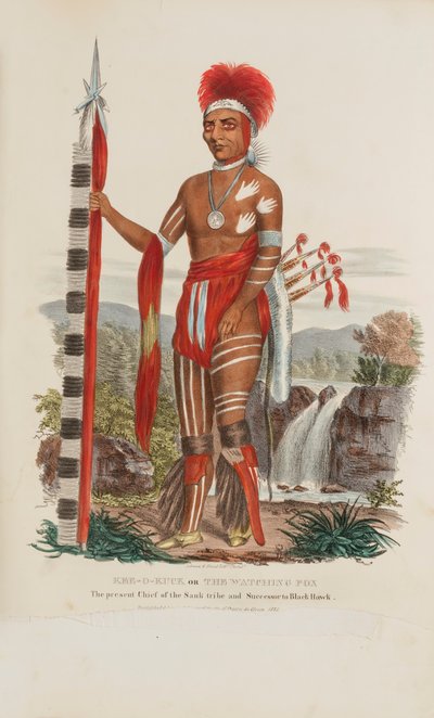 Kee-o-kuck oder Der Wachende Fuchs; Der gegenwärtige Häuptling des Sauli-Stammes und Nachfolger von Black Hawk, aus Das Aboriginal Portfolio von James Otto Lewis