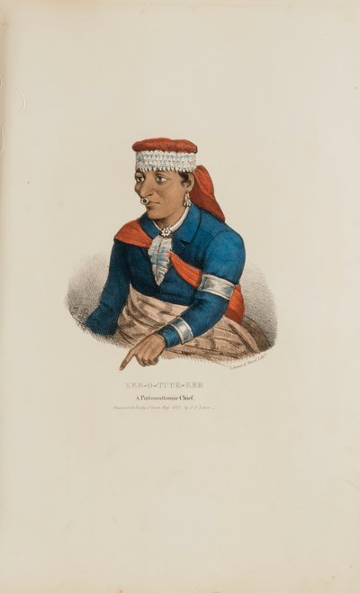 KEE-O-TUCK-KEE; Ein Pottowattomie-Häuptling, aus The Aboriginal Portfolio von James Otto Lewis