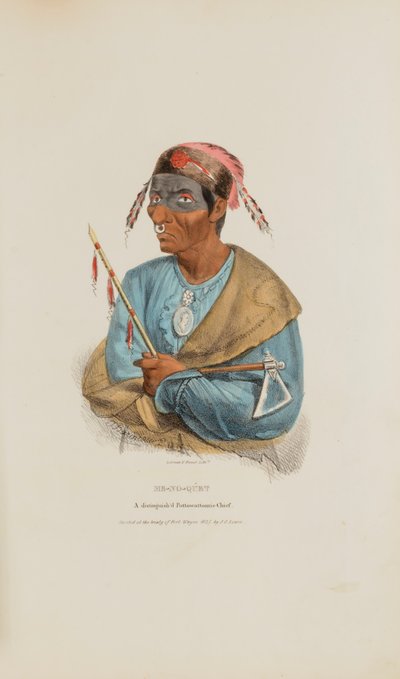 ME-NO-QUET; Ein angesehener Pottowattomie-Häuptling, aus The Aboriginal Portfolio von James Otto Lewis