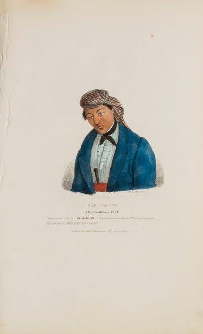 Pache-e-po; Ein Pottowattomie-Häuptling, aus Das Aboriginal Portfolio von James Otto Lewis