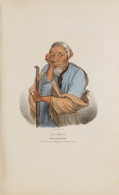 PE-CHE-CO; Ein Pottowattomie-Häuptling, aus The Aboriginal Portfolio von James Otto Lewis