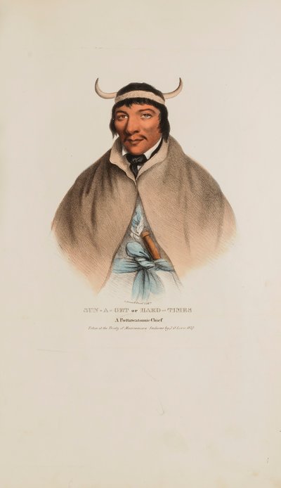 SUN-A-GET oder Harte Zeiten; Ein Pottawatomie-Häuptling, aus The Aboriginal Portfolio von James Otto Lewis
