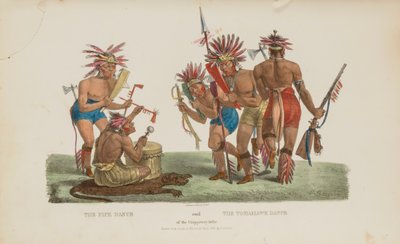 Der Pfeifentanz und der Tomahawktanz des Chippeway-Stammes, aus The Aboriginal Portfolio von James Otto Lewis