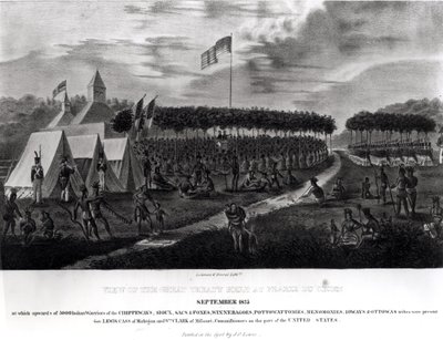 Ansicht des großen Vertrags in Prairie du Chien, Wisconsin, September 1825, aus 