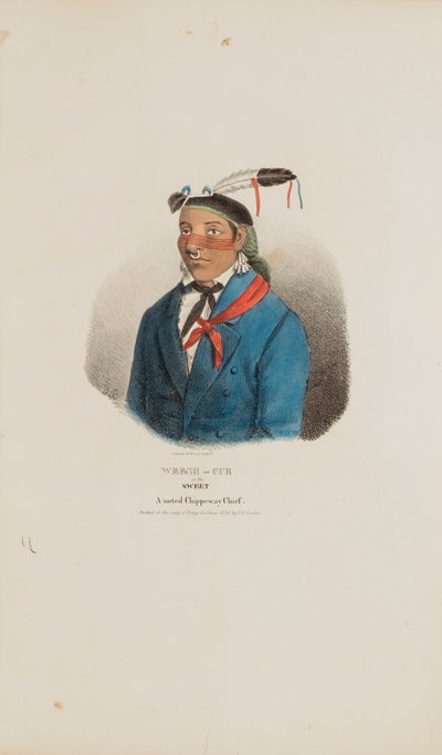 WEESH-CUB oder der Süße; Ein bekannter Chippeway-Häuptling, aus The Aboriginal Portfolio von James Otto Lewis