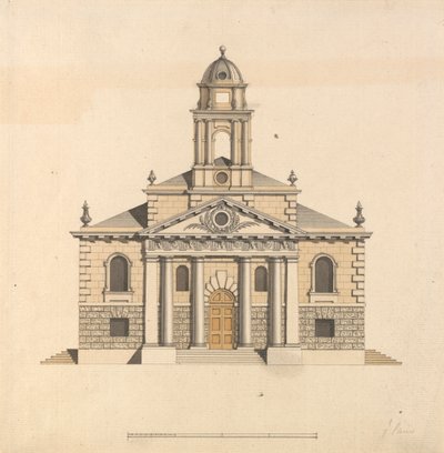Entwurf für eine Kirche: Ansicht der Westfront von James Paine