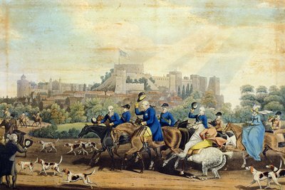 George III. (1738-1820) kehrt von der Jagd zurück, graviert von M. Dubourg, 1820 von James Pollard