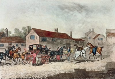 Der Postkutschenwechsel, graviert von R. Havell, 1815 von James Pollard