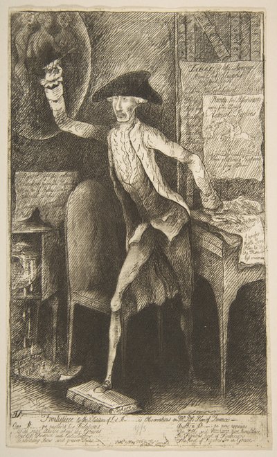 Frontispiz zur 2. Ausgabe von Lord Stanhopes Beobachtungen zu Mr. Pitts Plan, 29. Mai 1786 von James Sayers