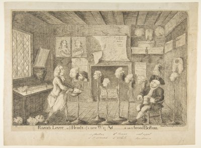 Razors Levée, oder Ye Heads of a New Wig Ad[ministration] auf breiter Basis, 21. April 1783 von James Sayers