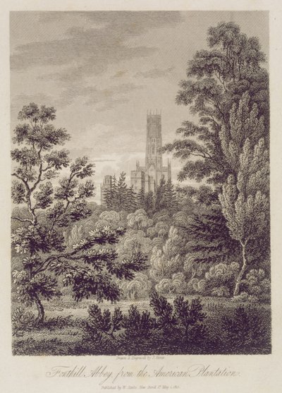 Fonthill Abbey von der amerikanischen Plantage, veröffentlicht von W. Clarke, New Bond Street, 1812 von James Storer