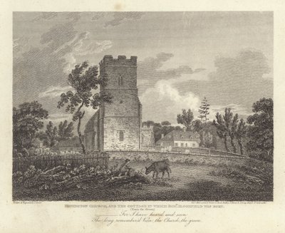 Robert Bloomfield, Dichter: Honington Church und das Cottage, in dem Robert Bloomfield geboren wurde von James Storer
