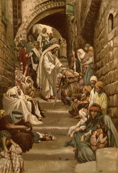 In den Dörfern wurden die Kranken zu ihm gebracht von James Tissot