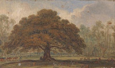 Landschaft mit Hirschen unter der 