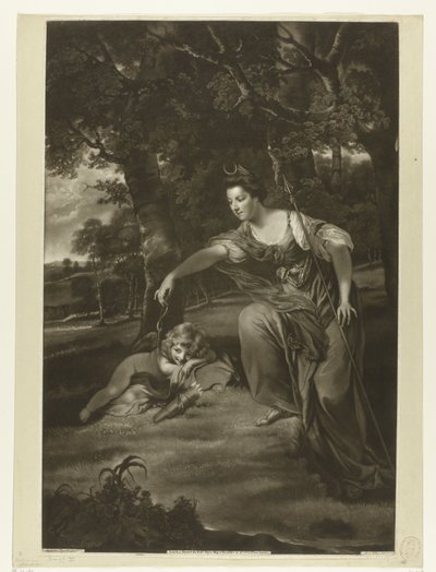 Porträt von Elizabeth Montagu und ihrem Sohn George als Diana und Cupido von James Watson (prentmaker)