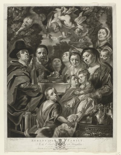 Porträt von Jacques Jordaens mit seinen Eltern, Brüdern und Schwestern (Schilderijen aus The Houghton Gallery) von James Watson (prentmaker)