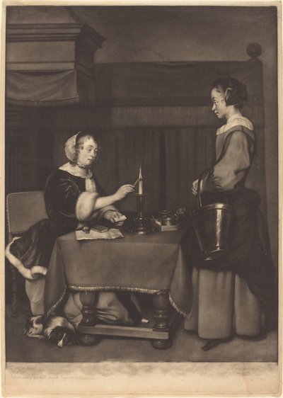 Die weibliche Korrespondentin von James Watson after Gabriel Metsu