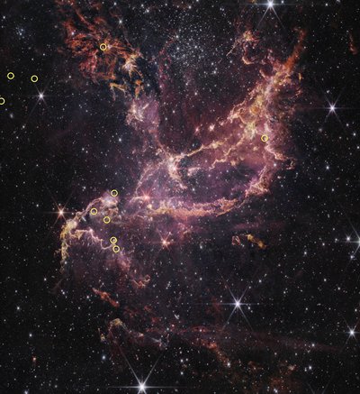 Protoplanetare Scheiben in NGC 346 (NIRCam Bild) von James Webb Space Telescope (NASA)