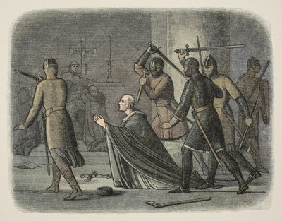 Mord an Thomas Becket, Canterbury Cathedral, 29. Dezember 1170, aus A Chronicle of England BC 55 to AD 1485, veröffentlicht in London von James William Edmund Doyle