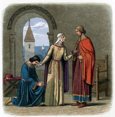 Auf den Rat seiner Mutter, Eleonore von Aquitanien, König Richard I. von James William Edmund Doyle