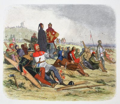 Die Engländer warten auf die Franzosen in der Schlacht von Crecy, Frankreich 1346, 1864 von James William Edmund Doyle
