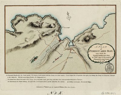 Ein Plan der Fishguard Bay, in der die Franzosen 1200 Mann am 22. Februar 1797 landeten und sich am 24. Lord Cawdor ergaben von James and Laurie Robert (1755 1836) Whittle