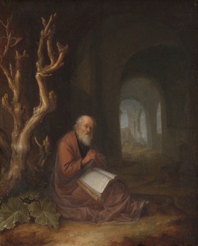 Ein Einsiedler betet in einer Ruine von Jan Adriaensz. van Staveren