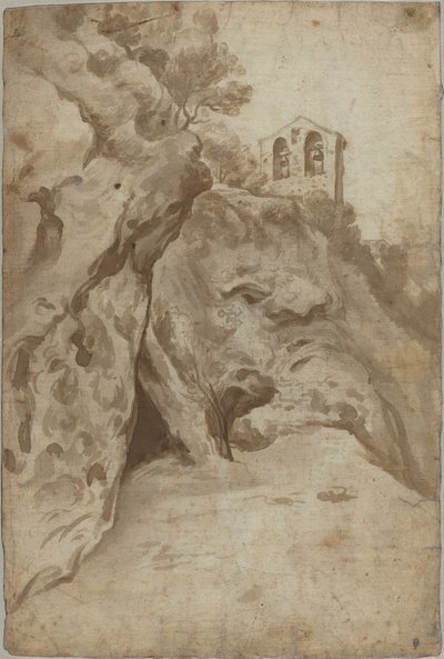 Kirchturm auf einem Hügel von Jan Asselijn
