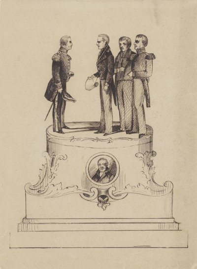 Entwurf für ein Denkmal zum 50-jährigen Jubiläum der Unabhängigkeit des Königreichs der Niederlande im Jahr 1863 von Jan Bos