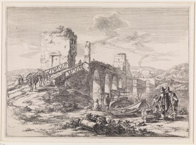 Landschaft mit Brücke, die Ponte Molle von Jan Both