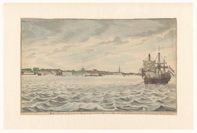 Die Stadt Colombo auf Ceylon, vom Norden aus gesehen im Jahr 1785, mit ihrer abgerissenen Kirche und ihrem Turm, die wieder aufgebaut wurden von Jan Brandes (signed by artist)