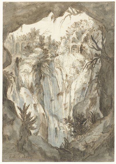 Wasserfall von Tivoli aus einer Höhle gesehen von Jan Brueghel (I) (attributed to)