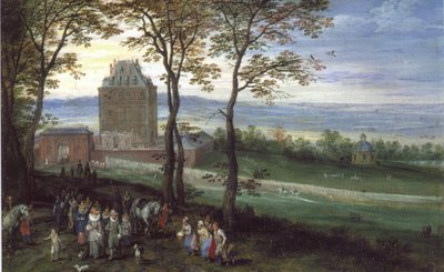 Erzherzog Albrecht und Isabella vor Schloss Mariemont von Jan Brueghel the Elder