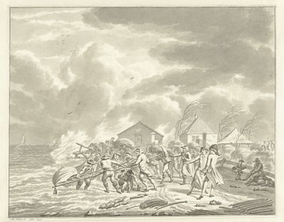 Die Überschwemmung des Diemerzeedijk bei Amsterdam, 1776 von Jan Bulthuis (signed by artist)